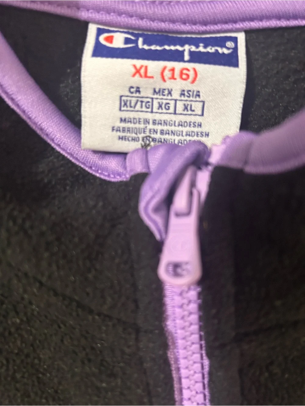 Champion Black Fleece Jacket with Lavender Trim